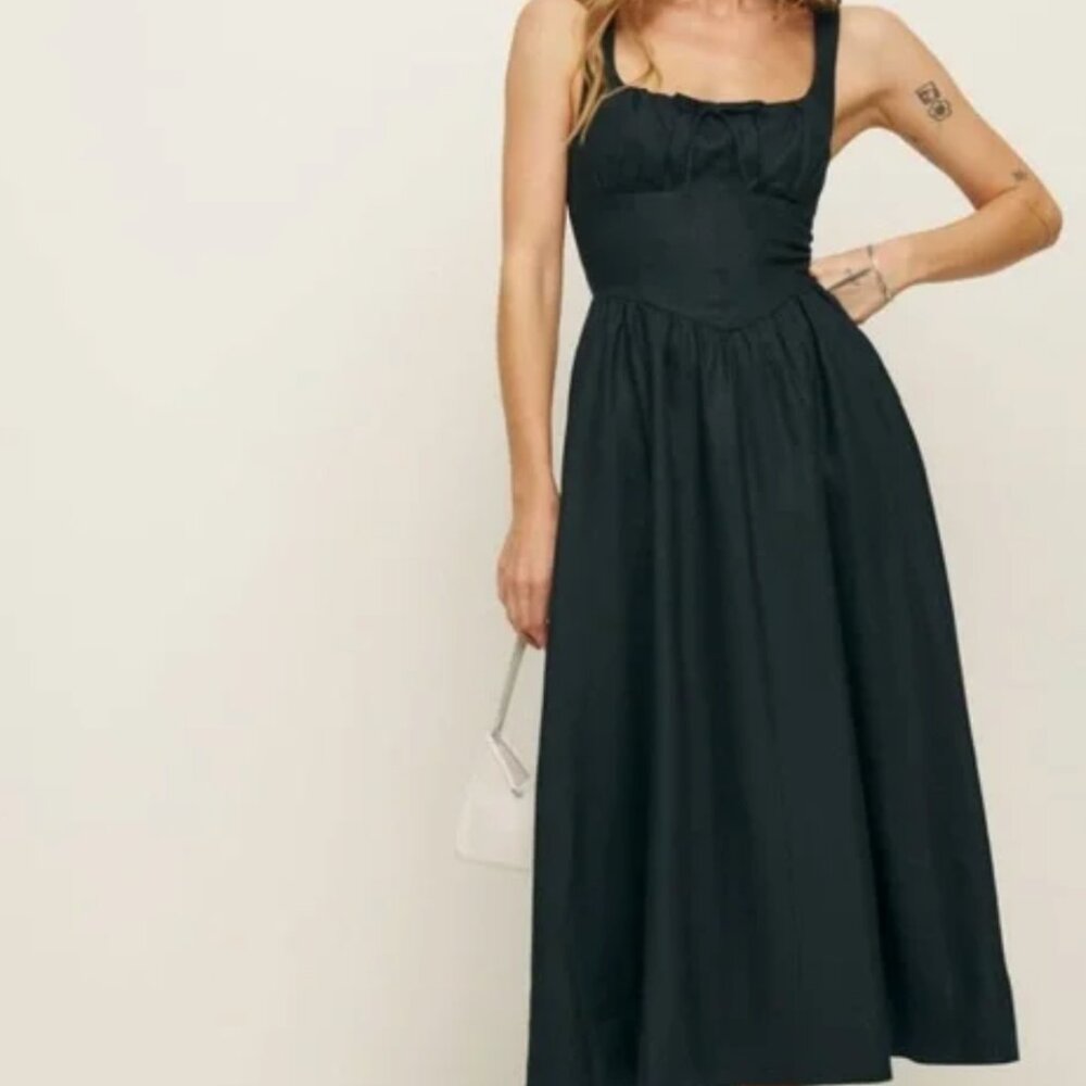 Reformation Balia Linen Dress Black Size 4
